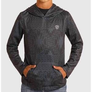 NEW ROCK & ROLL DENIM performance cool feel aztec hoodie in black